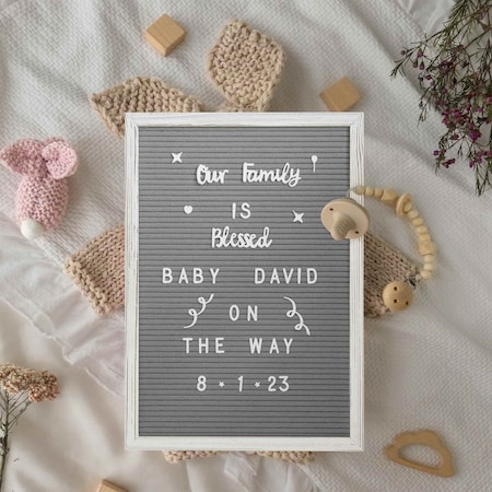 Flash Furniture 12x17 White Wash Wood Frame Letter Board-Gray Felt HGWA-FB1217-WHWSH-GG